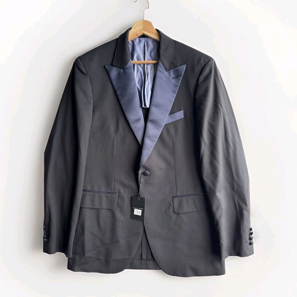NWT Alton Lane Men's 40L Black Tailored Fit Tuxedo Blazer Coat 1 Button Lined